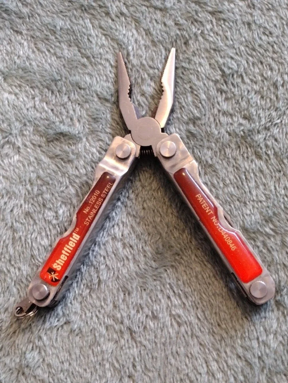 Sheffield #12010 Mini Stainless Steel Multi-Tool With Red Handles